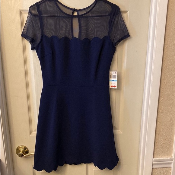 B Darlin Blue A-Line Mini Dress Short Sleeve Crew Neck NWT - Picture 1 of 11